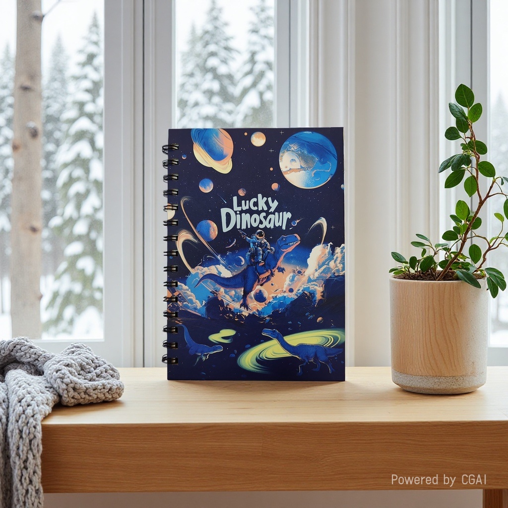 Donghu Paper Products A5 Lucky Dinosaur Space Dinosaur Coil Book Boy Tyrannosaurus Rex Notebook Student Interstellar Adventure Notebook Specification image