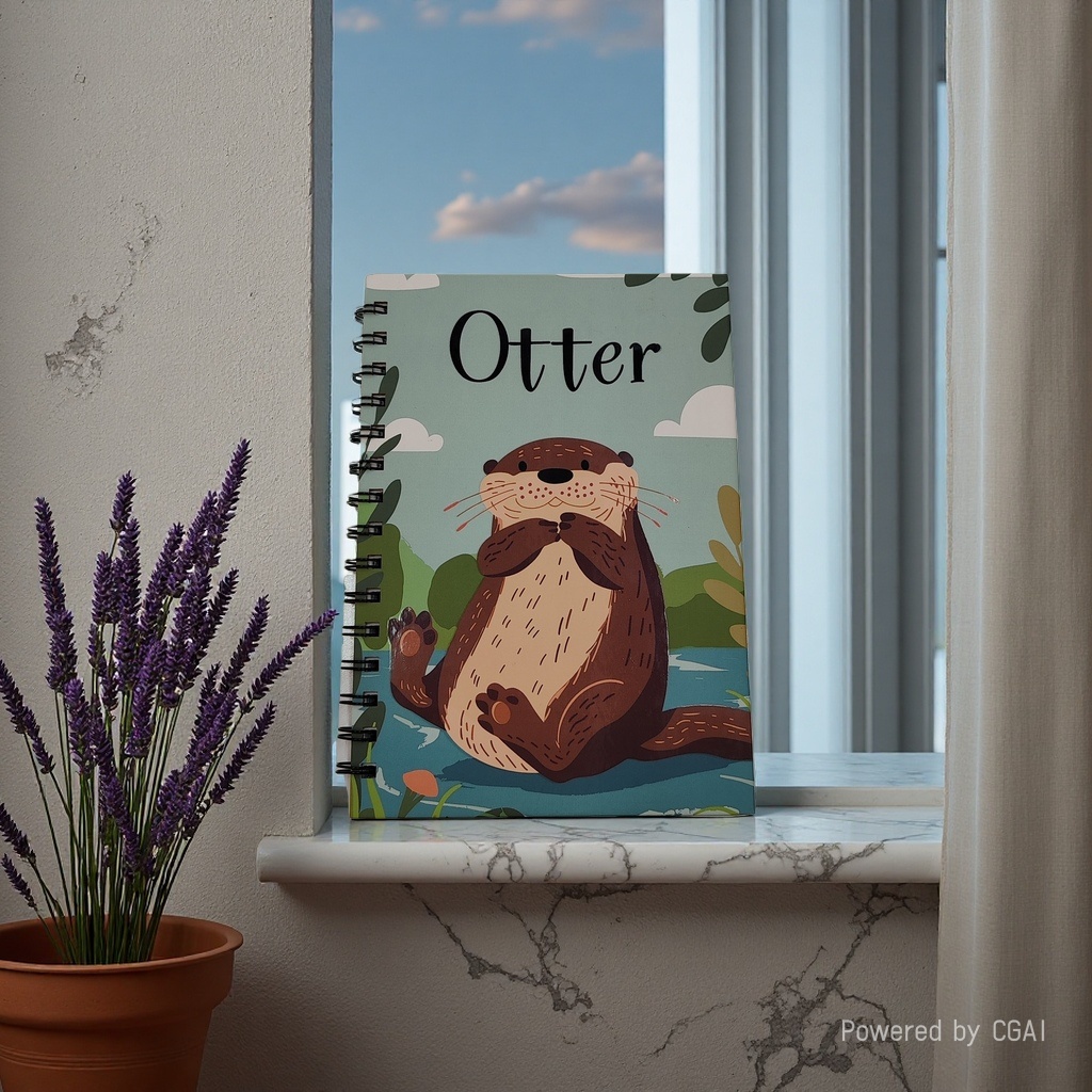 Donghu Paper Products A5 Super Cute Otter, high appearance level Cartoon cover coil Notebook, adorable cartoon notebook Specification image