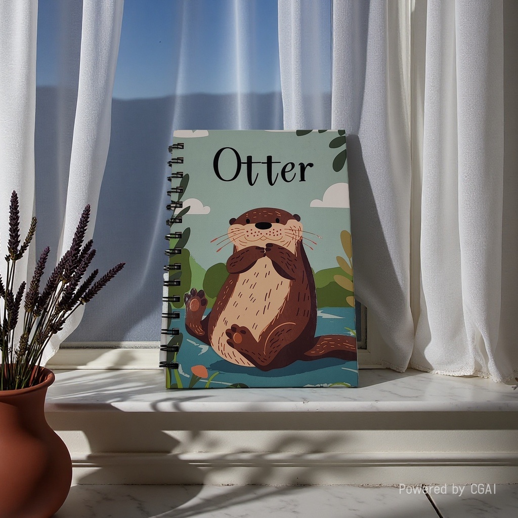 Donghu Paper Products A5 Super Cute Otter, high appearance level Cartoon cover coil Notebook, adorable cartoon notebook details Picture
