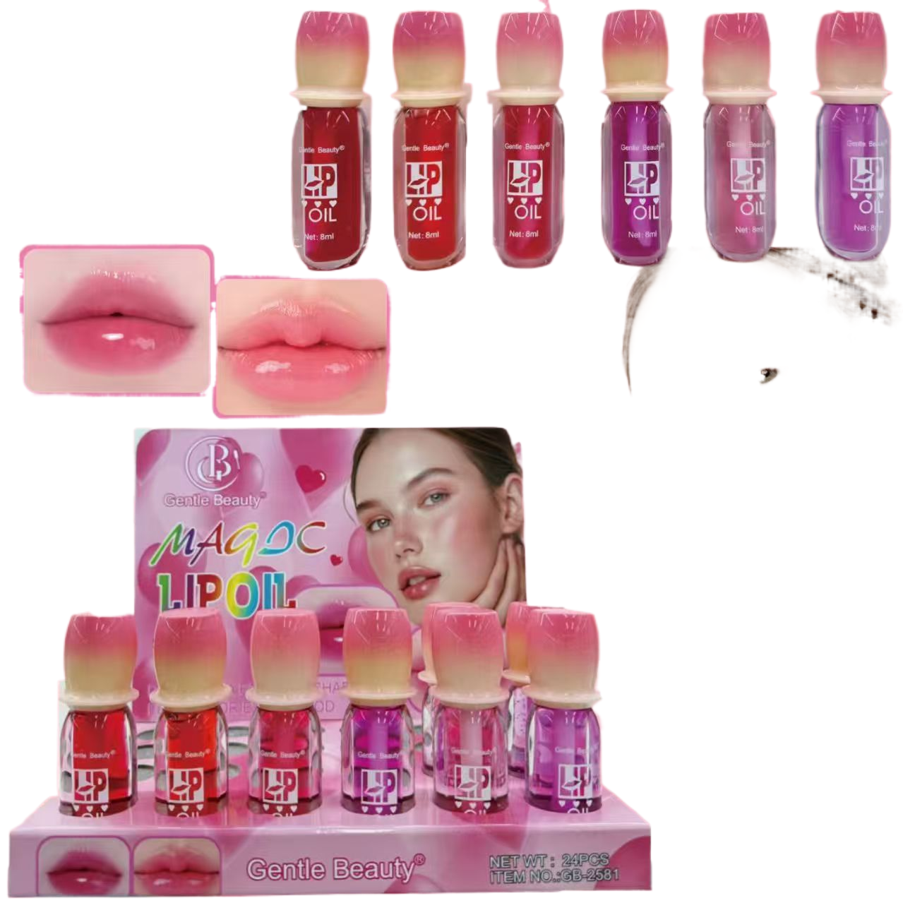Gentle Beauty Magic Lip Oil Lip essential Oil Set Beauty product Display Cross-border Beauty Item Picture