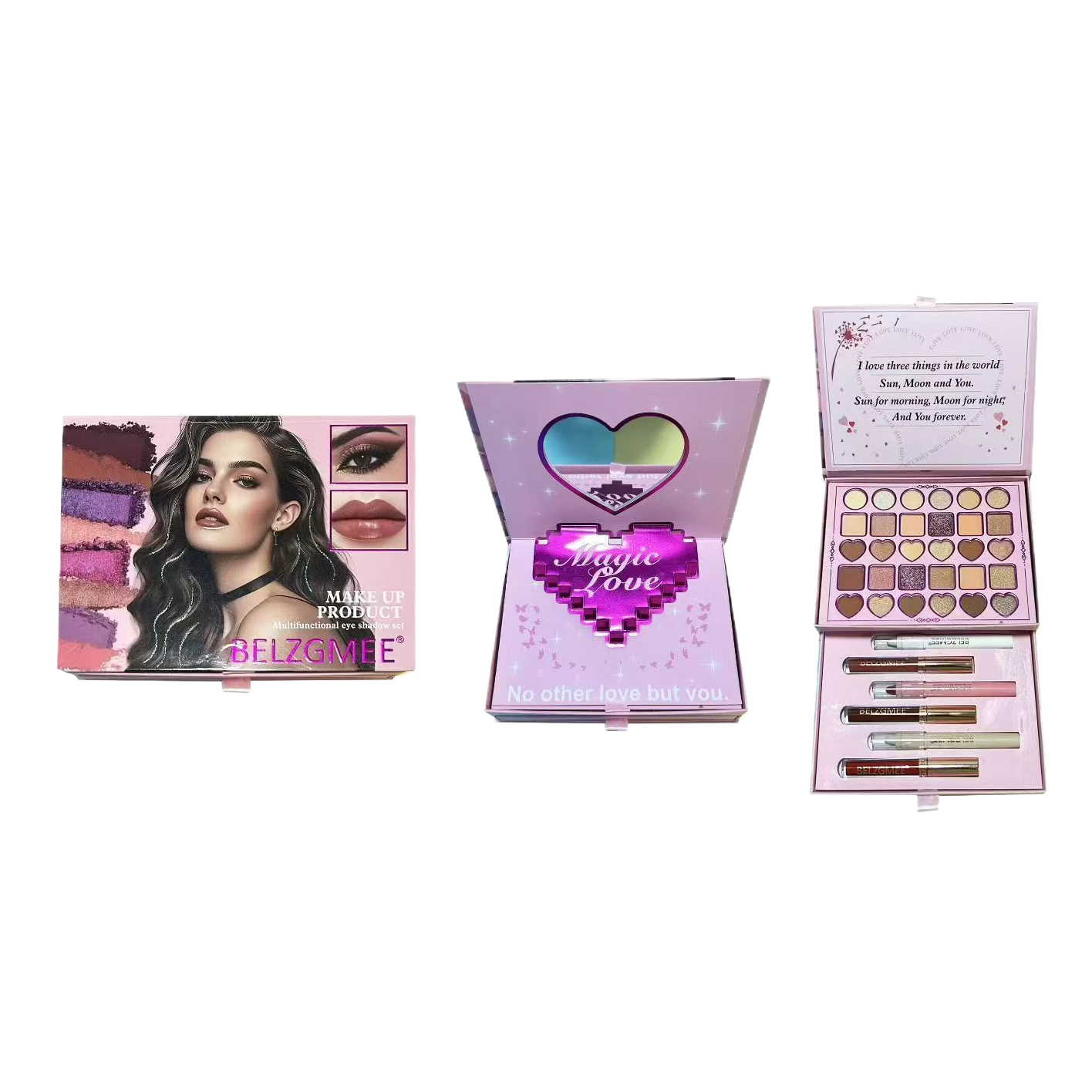 BELZGMEE Dreamy Castle Eyeshadow Gift Box Pink and Gold Magic Love Eternal Souvenir One-piece Packaging Box Item Picture