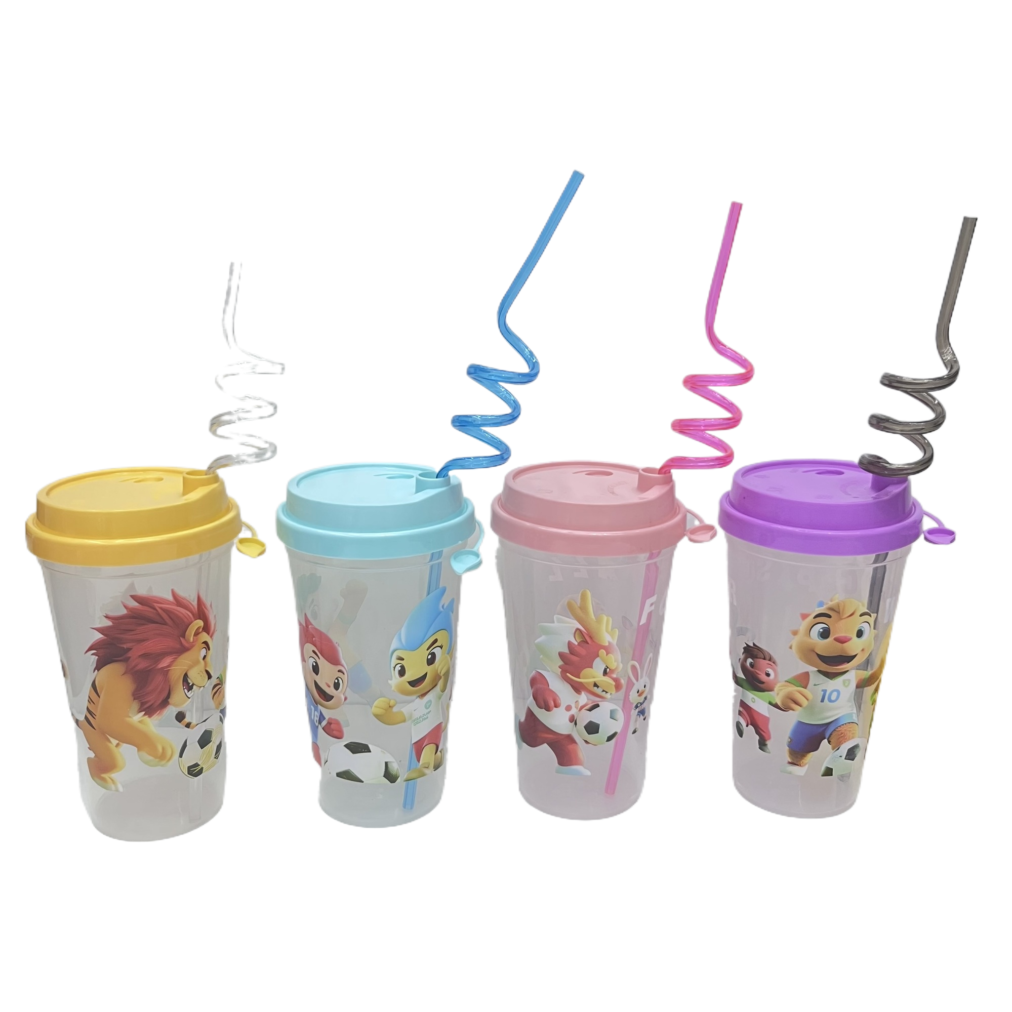 Cartoon children's straw cups, plastic water cups, diagonal cross design with patterns, portable cups, factory direct sales, cross-border e-commerce wholesale for foreign trade Item Picture