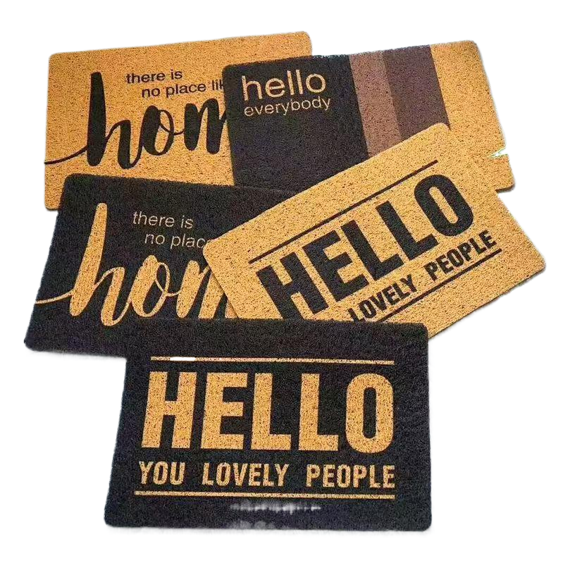 Welcome message: Five-piece combination floor mat, orange and black color door mat, small carpet, pet mat, PVC bathtub anti-slip mat Item Picture