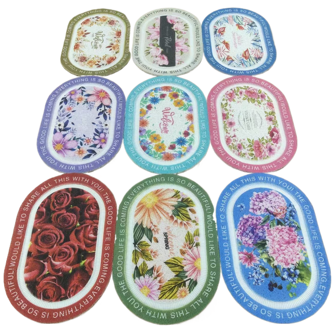 Jute flower floor MATS, bathroom pvc bath MATS and door MATS are anti-slip, water-absorbent, soft and durable Item Picture