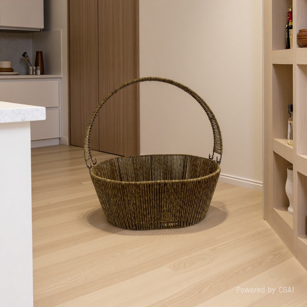 Imitation rattan woven storage basket, storage box, fruit basket, large-capacity woven basket, storage basket, supermarket packaging gift basket Application Scenario