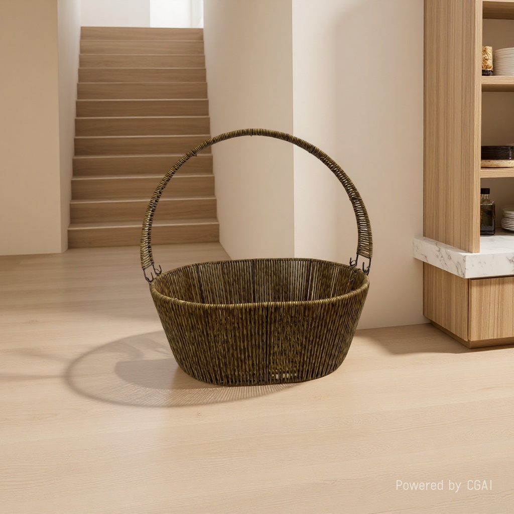 Imitation rattan woven storage basket, storage box, fruit basket, large-capacity woven basket, storage basket, supermarket packaging gift basket Specification image
