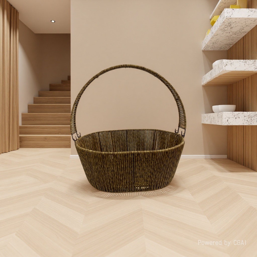 Imitation rattan woven storage basket, storage box, fruit basket, large-capacity woven basket, storage basket, supermarket packaging gift basket details Picture