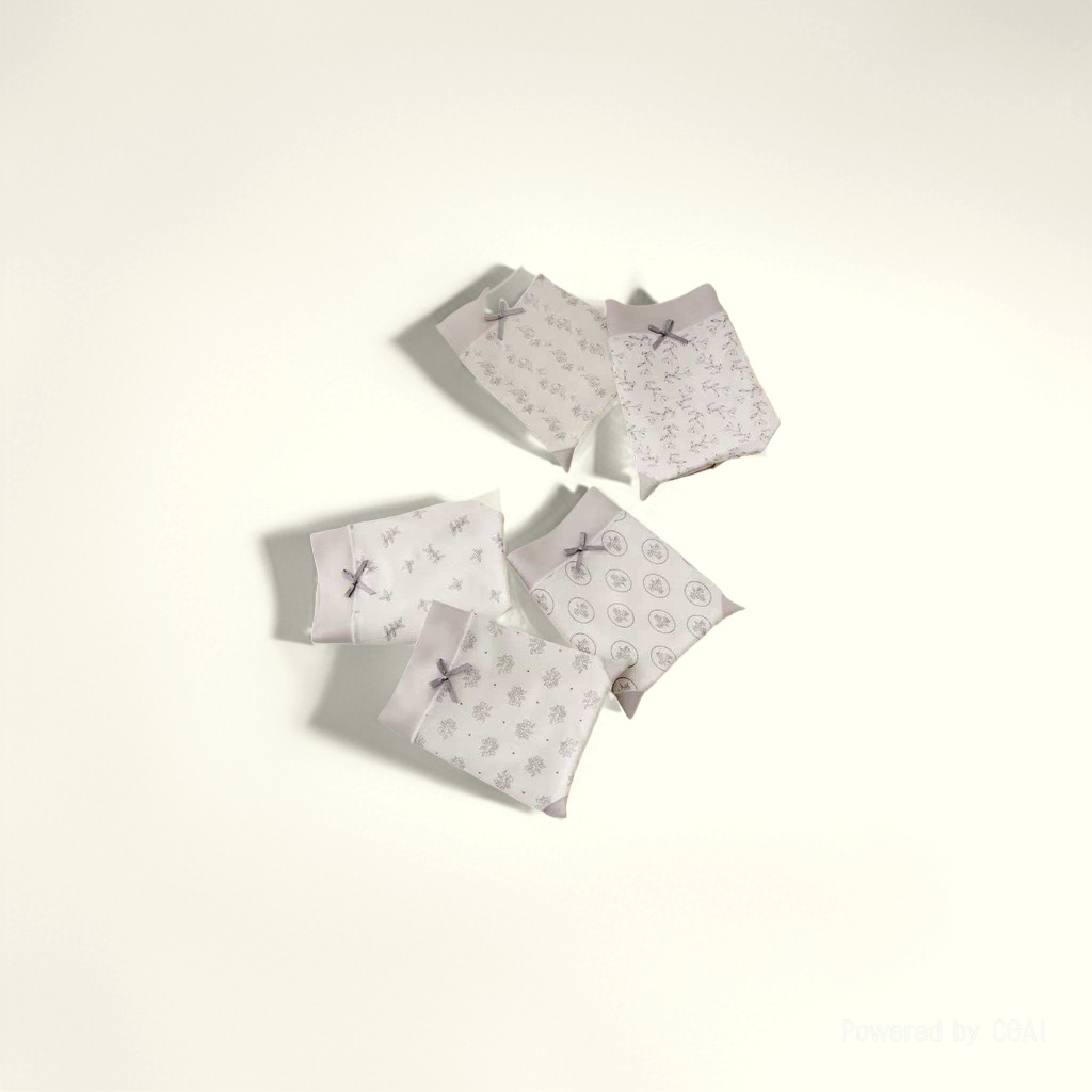 Modal ribbed printed soft and comfortable 7A silk antibacterial women's briefs, white cotton underpants details Picture