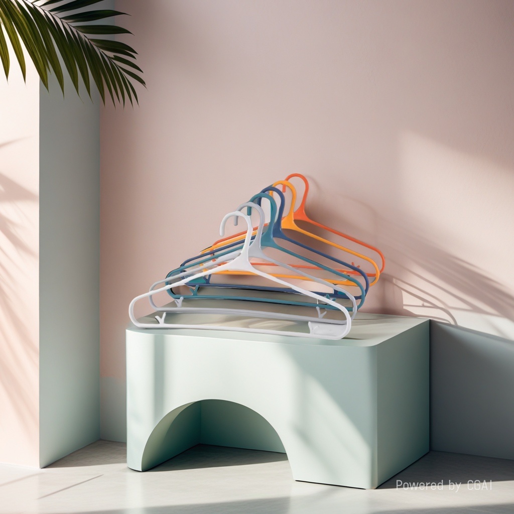Colored plastic hangers + hanger supports, children's clothing, wooden hangers for street vending, 10 sets Application Scenario