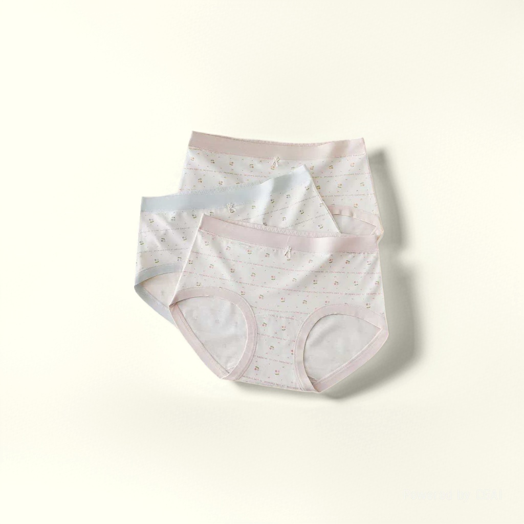 50支轻肤棉女学生内裤白色少女印花气舒适经典款