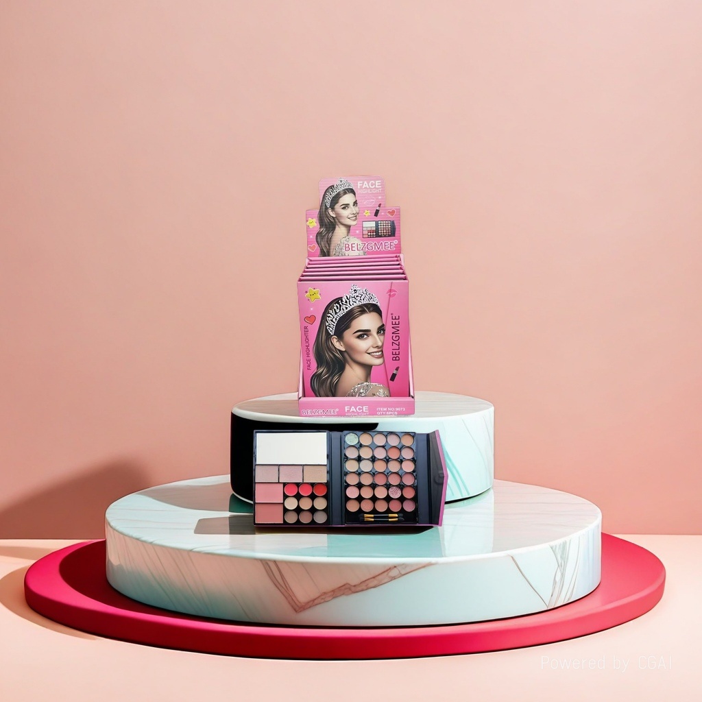 BELZGMEE's new makeup palette features an eye-catching pink packaging, including highlights, eyeshadows and blushes, making it a new favorite in the fashion and beauty industry. Specification image