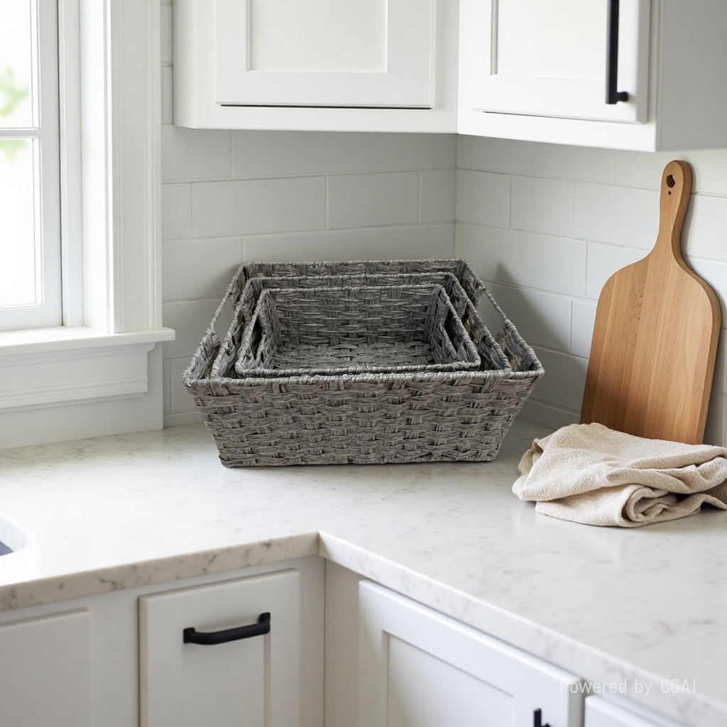 Bamboo woven storage baskets, storage baskets, storage boxes, dirty clothes compartments, large capacity, stackable, natural wind Application Scenario