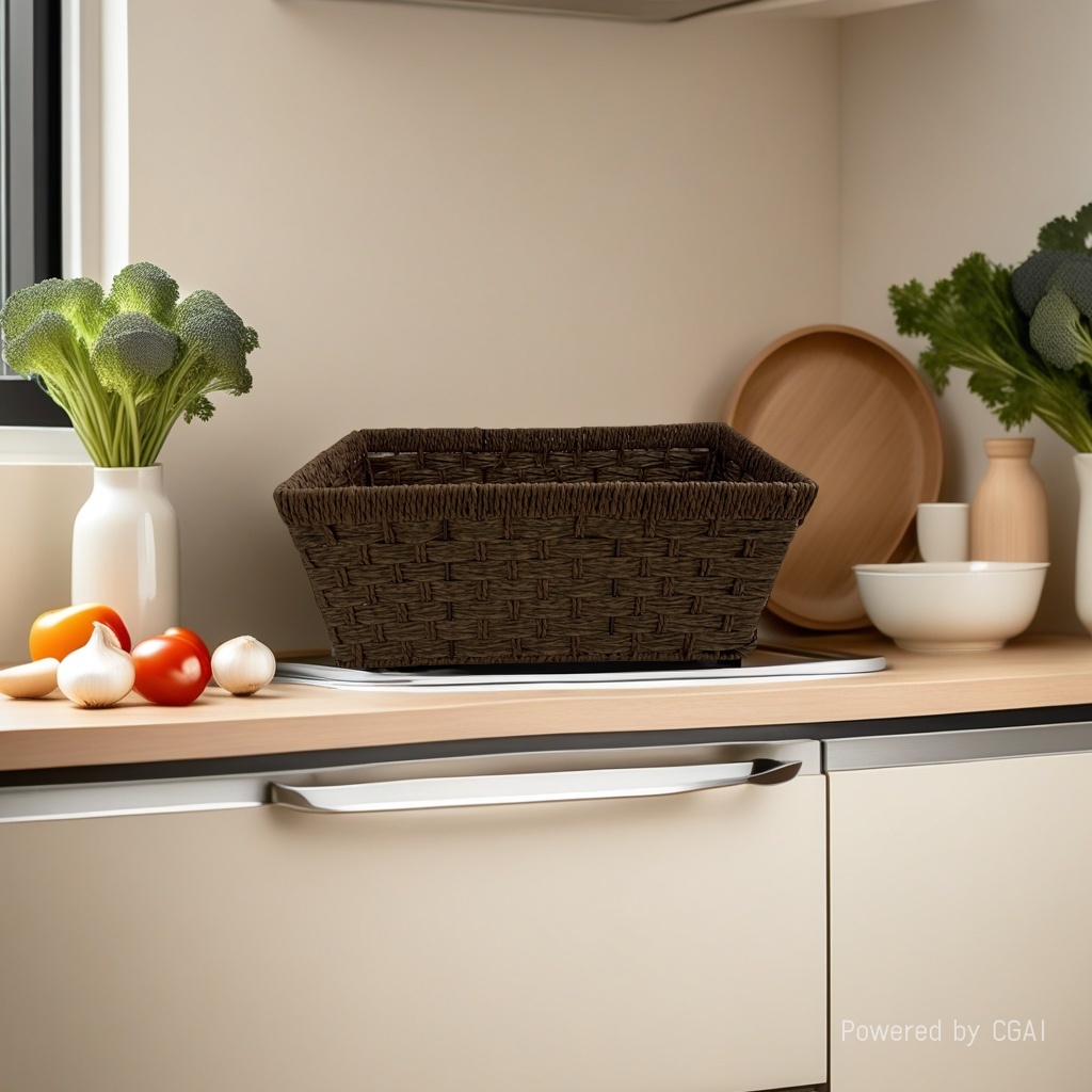 Imitation rattan woven storage basket, storage box, fruit basket, large-capacity woven basket, storage basket, supermarket packaging, gift basket, 125056444 Specification image