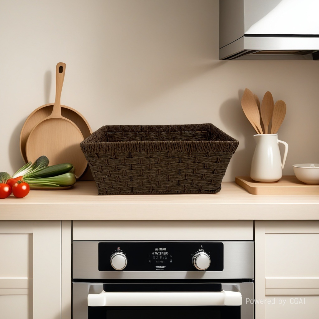 Imitation rattan woven storage basket, storage box, fruit basket, large-capacity woven basket, storage basket, supermarket packaging, gift basket, 125056444 details Picture