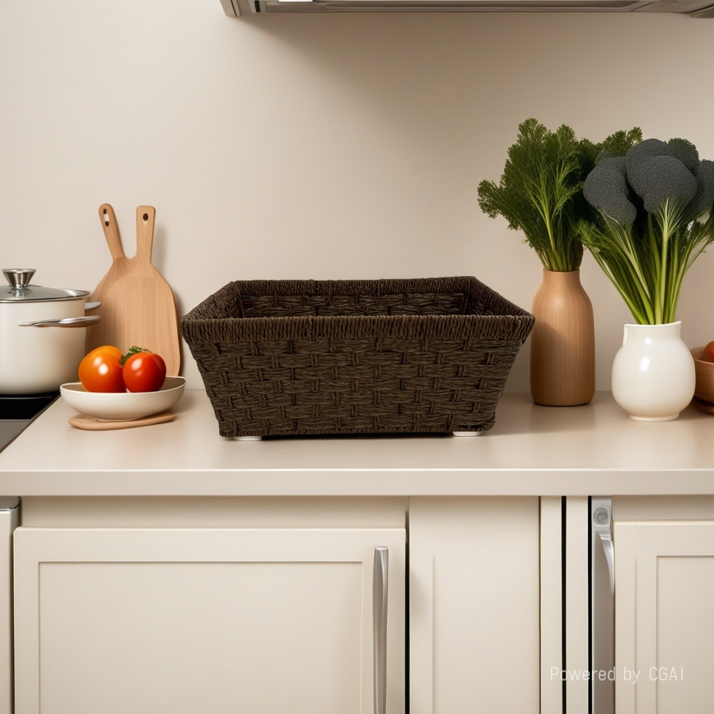 Imitation rattan woven storage basket, storage box, fruit basket, large-capacity woven basket, storage basket, supermarket packaging, gift basket, 125056444 Application Scenario