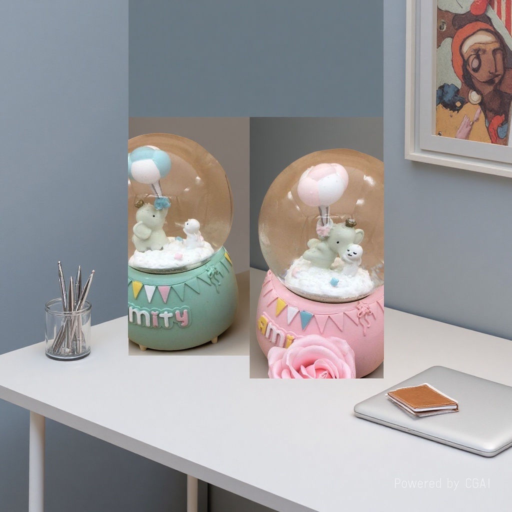 越南天然沉香馆可爱雪景球摆件水晶球冰箱贴小摆件风水球