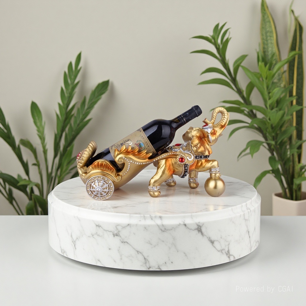 金色大象造型酒架宝可梦手办小熊红酒架家居装饰饰品摆件