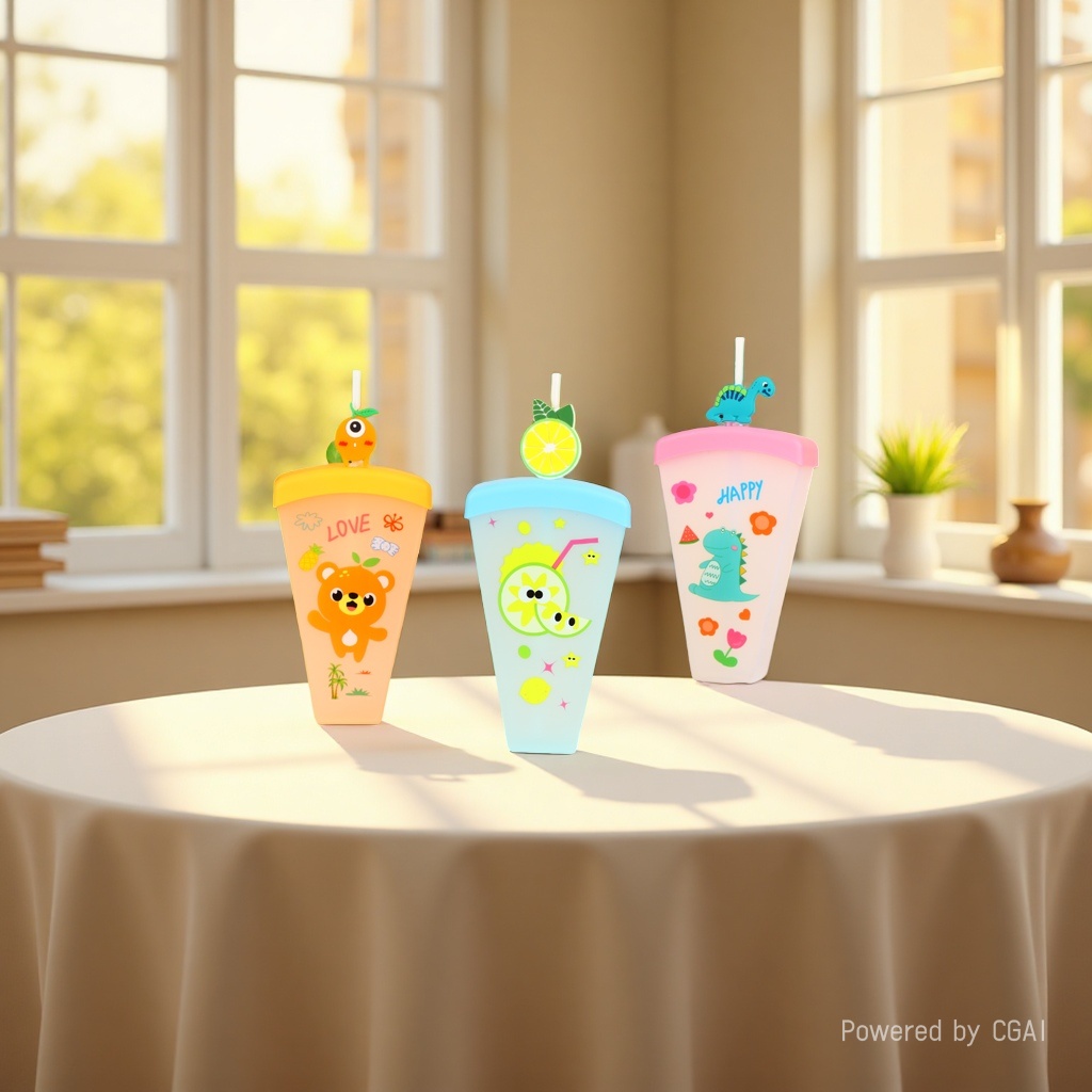 水杯/水杯儿童斜跨卡通/塑料儿童水杯/水杯塑料/迪士尼水杯产品图