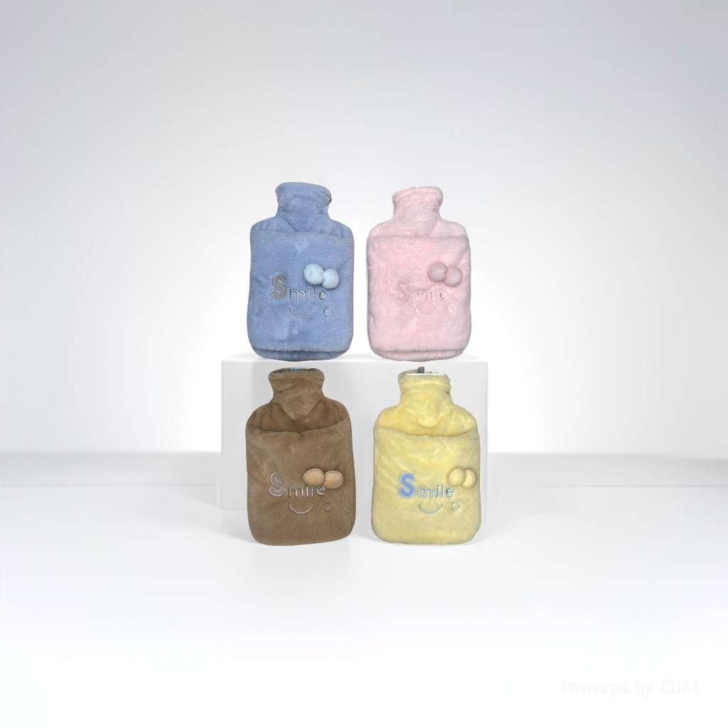 2000ML毛茸双插手SMILE微笑款注水式热水袋