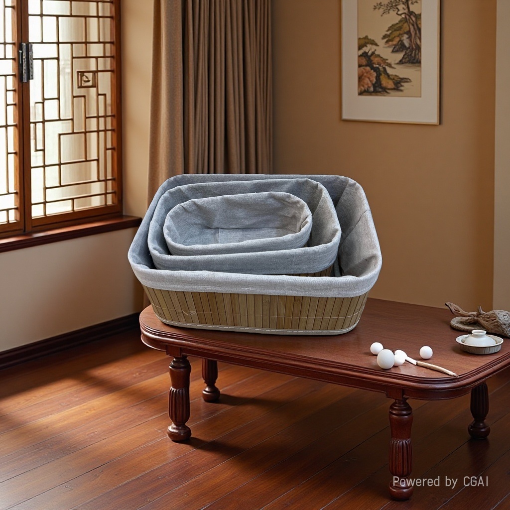 竹编收纳筐置物篮收纳篮收纳盒脏衣娄大容量可叠放自然风收纳收纳盒收纳篮竹编收纳筐细节图