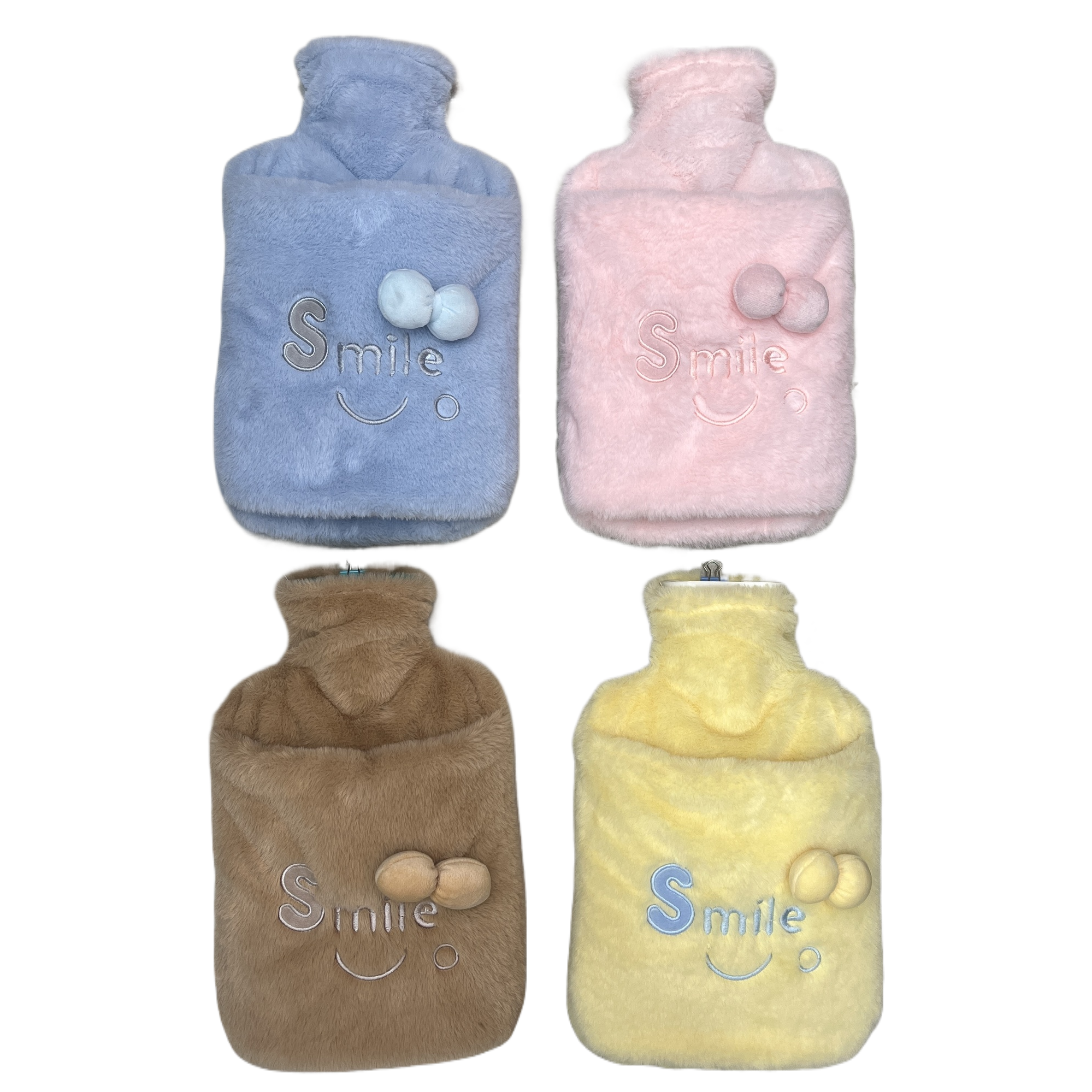 2000ML毛茸双插手SMILE微笑款注水式热水袋 Item Picture