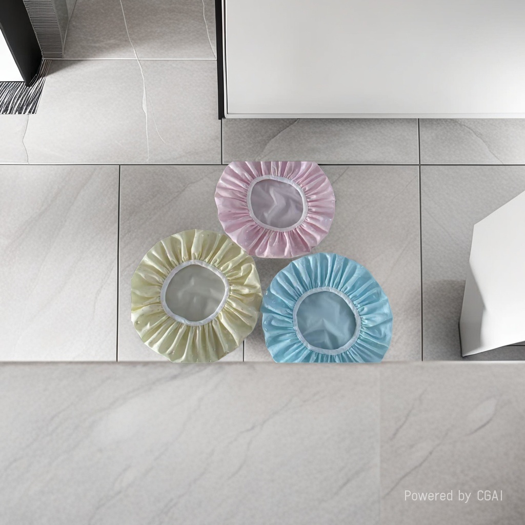 烫金双层浴帽茉莉睡帽浴帽透气舒适柔软居家旅行