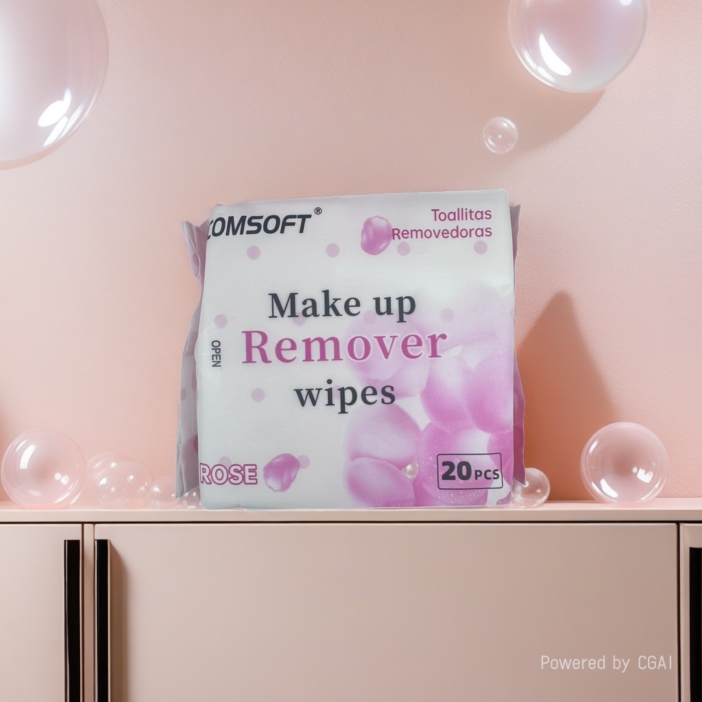 玫瑰定制卸妆巾玫瑰淡香卸妆湿巾20片小方巾