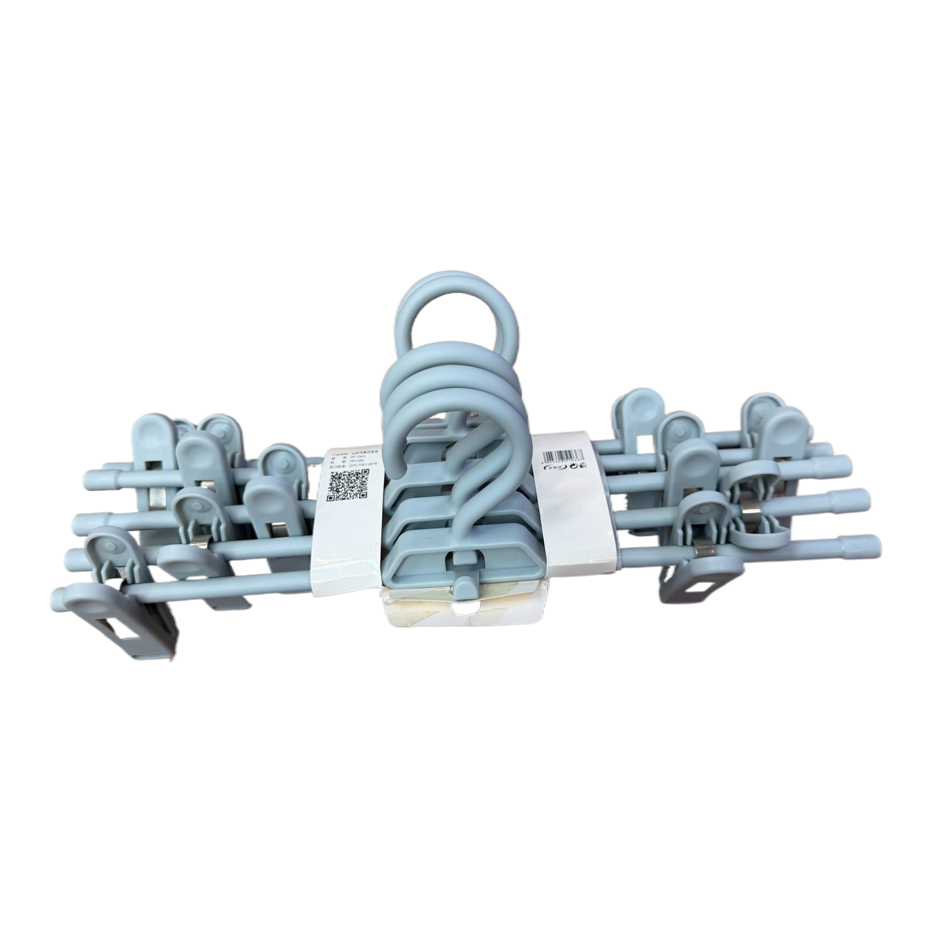 Yiwu Quality products: Seamless trouser clips, trouser hangers, clothes racks, multi-functional household clothes drying racks, cross-border wholesale for export, 3 pieces per card Item Picture