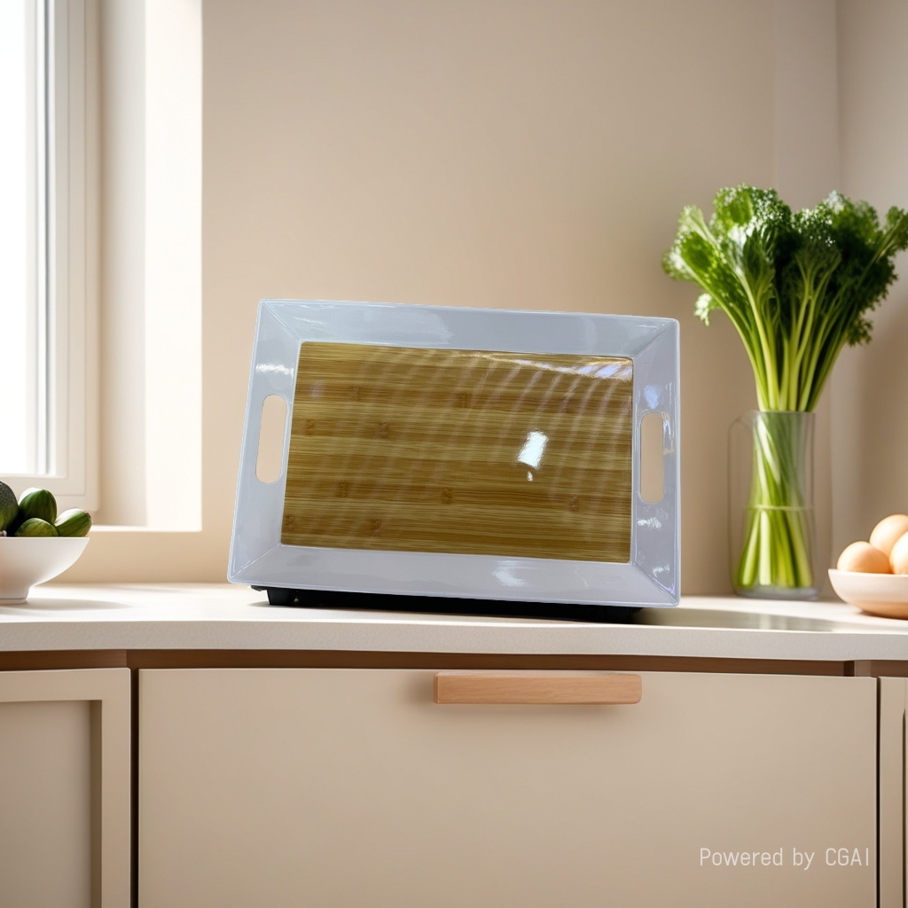 白色密胺托盘竹制图案砧板密胺拼盘餐具餐盘瓷盘餐盘39.5*26.5cm三个尺寸可选