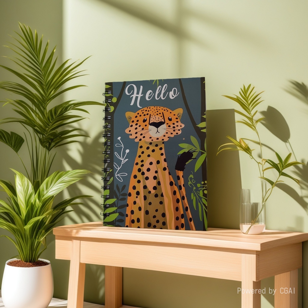 Donghu Paper Products A5 Hello Cheetah Jungle Illustration Coil Notebook Cute Cartoon Animal Student Portable Notebook Specification image