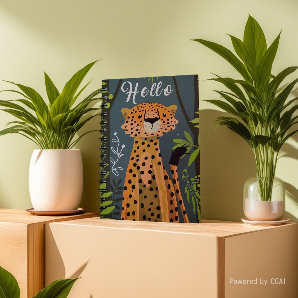 Donghu Paper Products A5 Hello Cheetah Jungle Illustration Coil Notebook Cute Cartoon Animal Student Portable Notebook