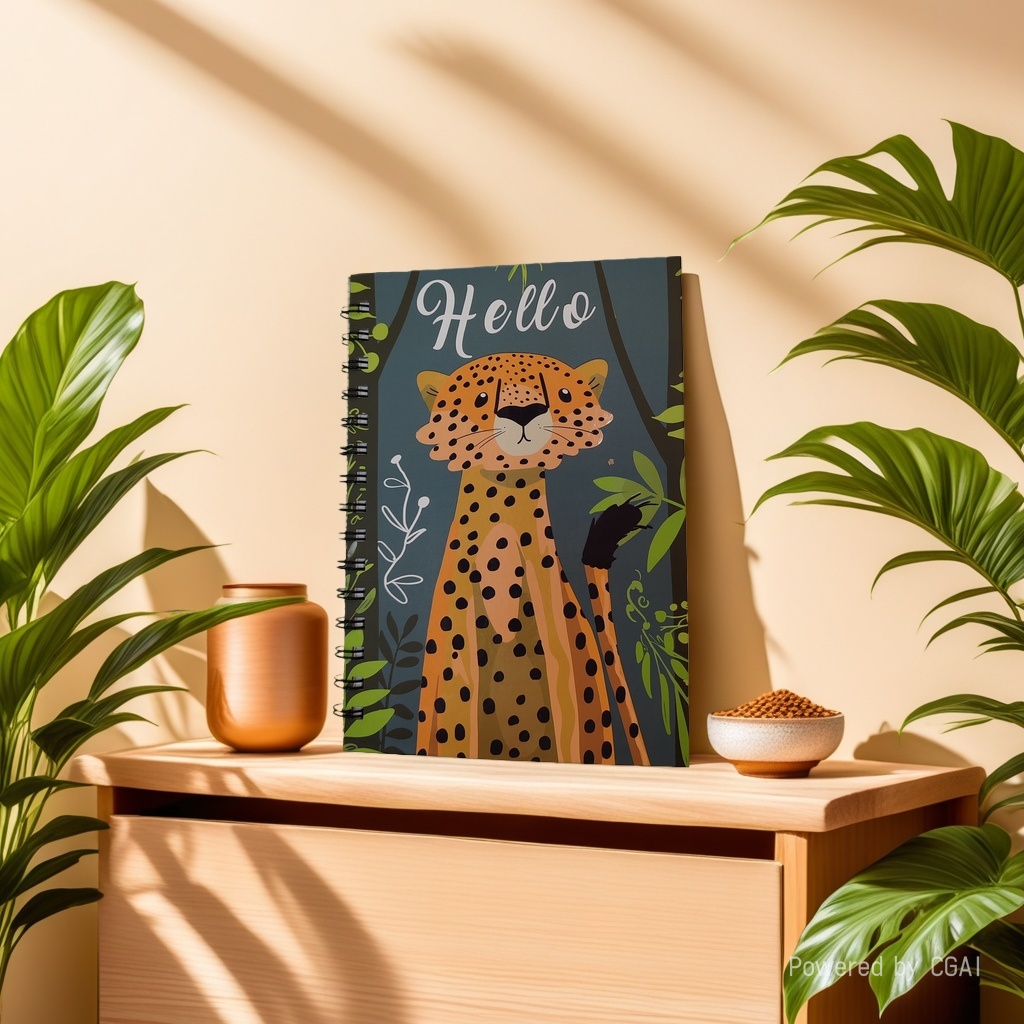 Donghu Paper Products A5 Hello Cheetah Jungle Illustration Coil Notebook Cute Cartoon Animal Student Portable Notebook details Picture