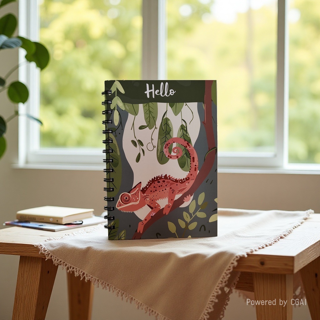 东湖纸品 A5 热带雨林变色龙线圈本 创意爬行动物插画笔记本 便携记事本 Specification image