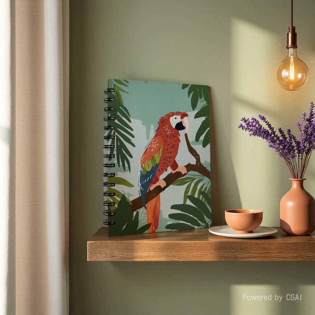Donghu Paper Products A5 Tropical Rainforest Macaw Coil Notebook Exotic Animal Illustration Portable Diary