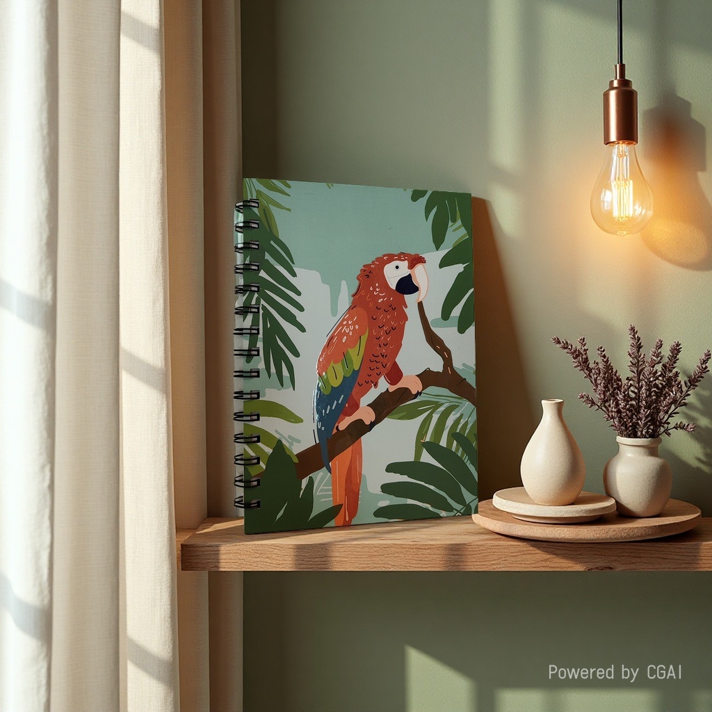 Donghu Paper Products A5 Tropical Rainforest Macaw Coil Notebook Exotic Animal Illustration Portable Diary Application Scenario
