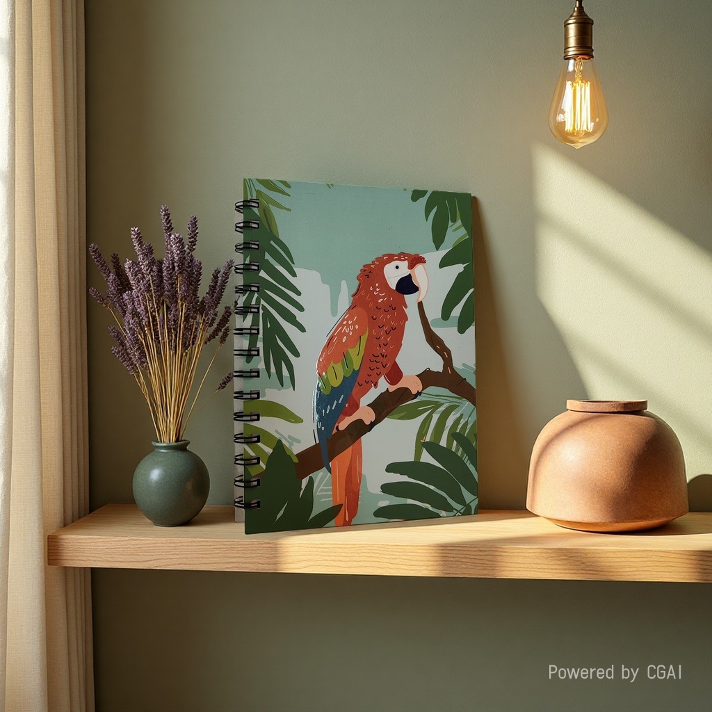 Donghu Paper Products A5 Tropical Rainforest Macaw Coil Notebook Exotic Animal Illustration Portable Diary details Picture