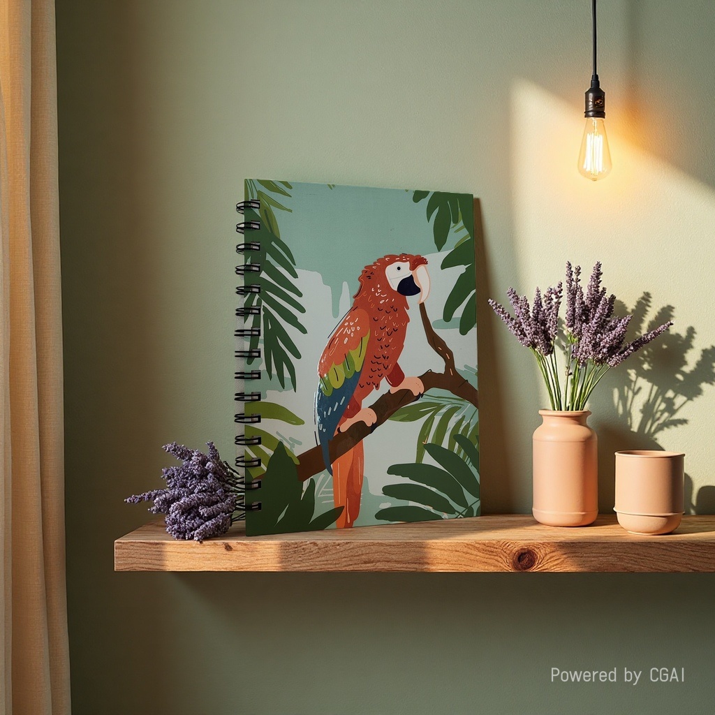 Donghu Paper Products A5 Tropical Rainforest Macaw Coil Notebook Exotic Animal Illustration Portable Diary Specification image