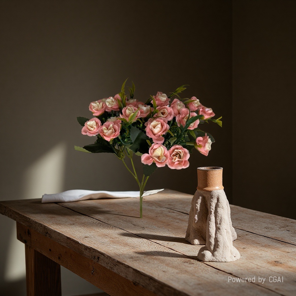 仿真花/手工编织仿玫瑰花/串花藤吊/礼品仿真花/针织立体玫瑰细节图