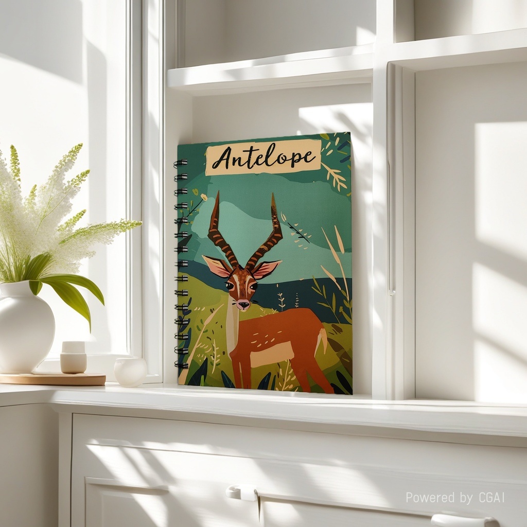 Donghu Paper Products A5 African Savannah Antelope Coil Notebook with Natural Scenery Illustration Portable Note-taking Notebook details Picture