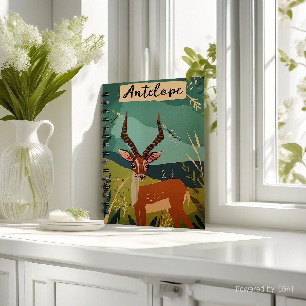 Donghu Paper Products A5 African Savannah Antelope Coil Notebook with Natural Scenery Illustration Portable Note-taking Notebook Specification image
