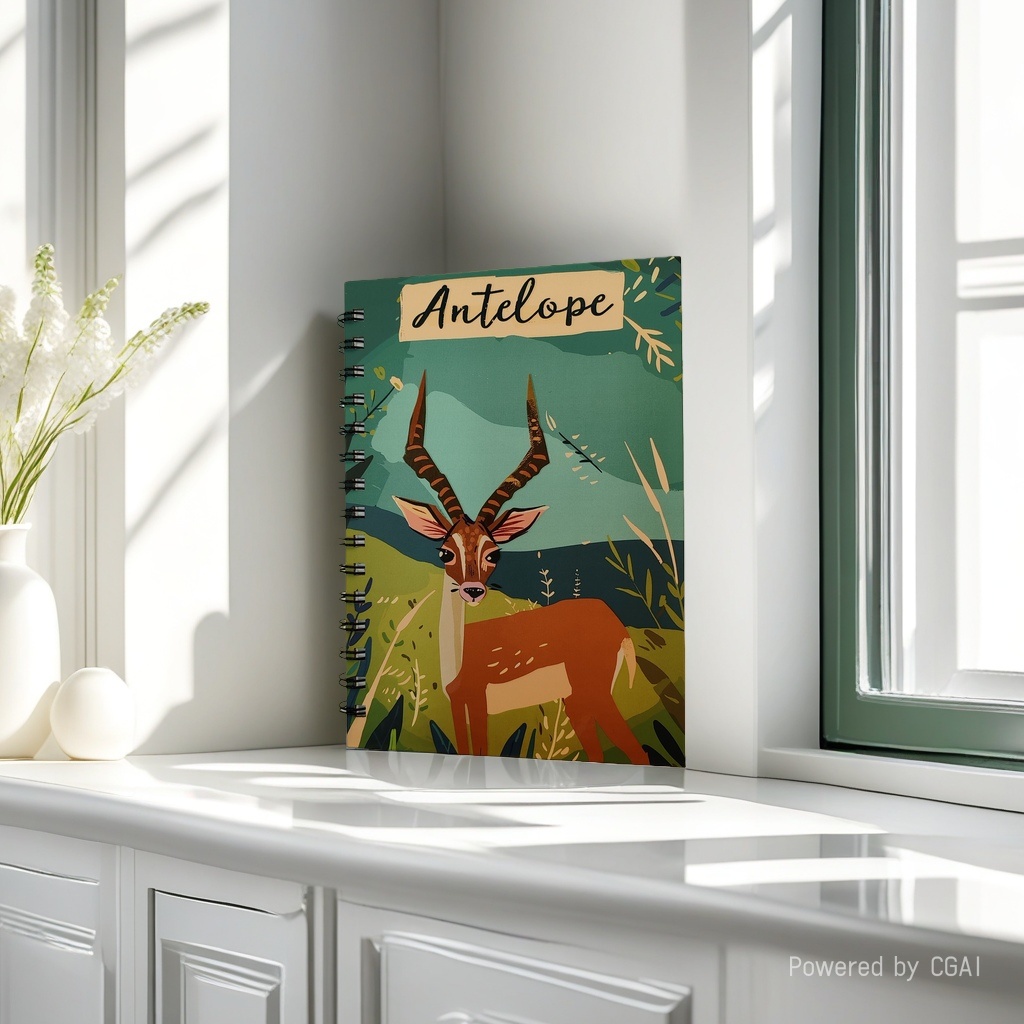 Donghu Paper Products A5 African Savannah Antelope Coil Notebook with Natural Scenery Illustration Portable Note-taking Notebook
