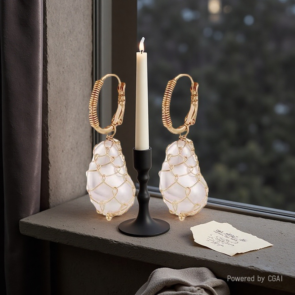 The rice bead earrings and earrings for women are fashionable and simple, with a niche design sense Specification image