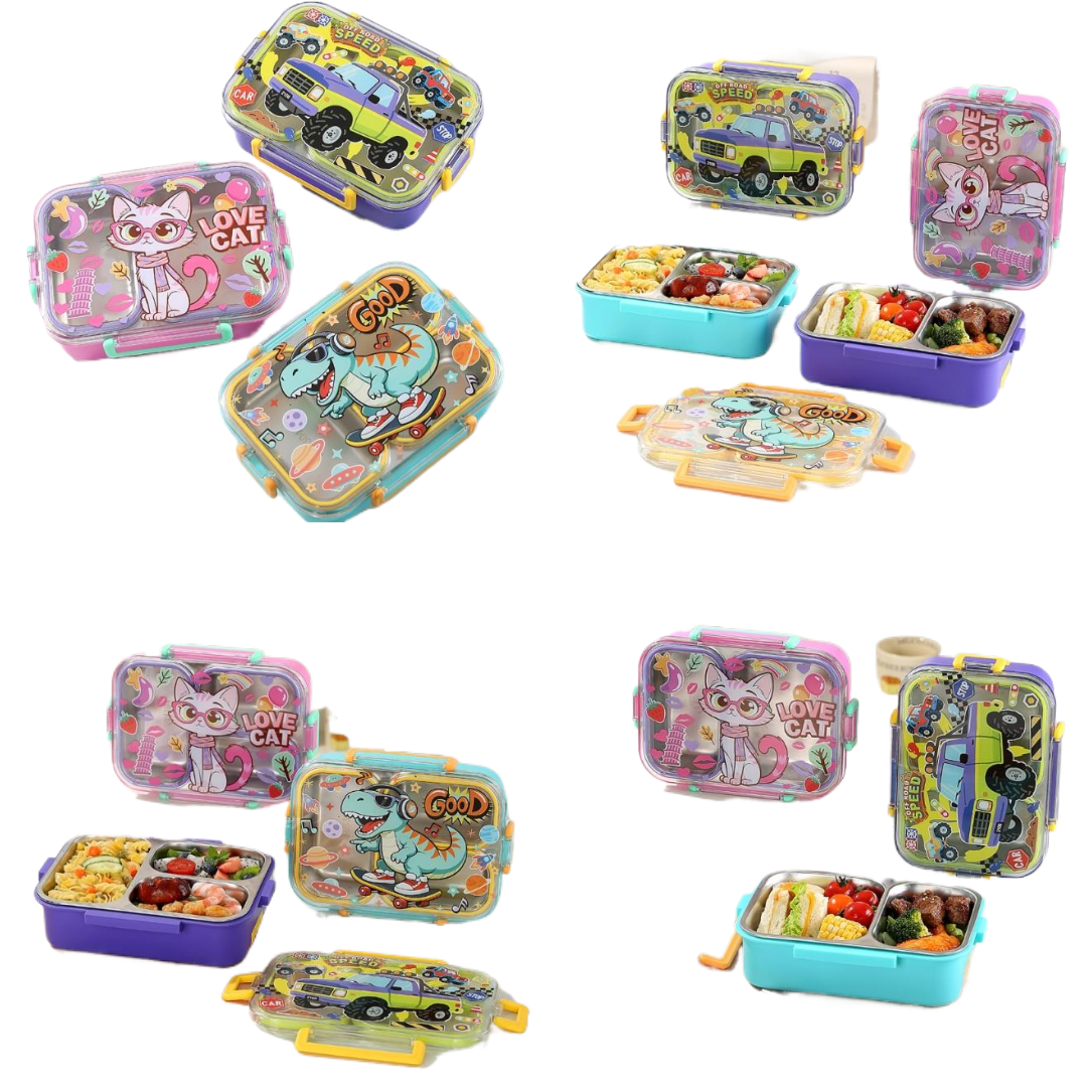 2026 New Cross-border Starlight Colorful Bento Box Cartoon Color Compartments Lunch Box Item Picture