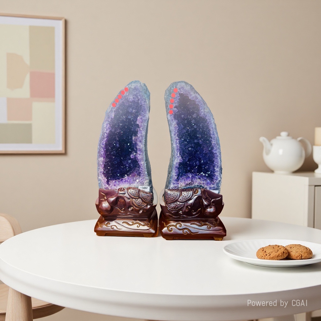 【雅锦佩珠宝】天然紫水晶洞摆件 水晶原石 配件木制工艺品底座详情3