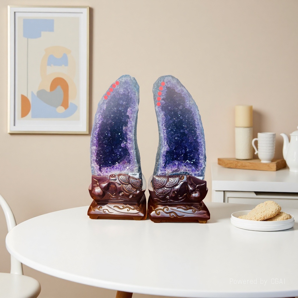 【雅锦佩珠宝】天然紫水晶洞摆件 水晶原石 配件木制工艺品底座详情4