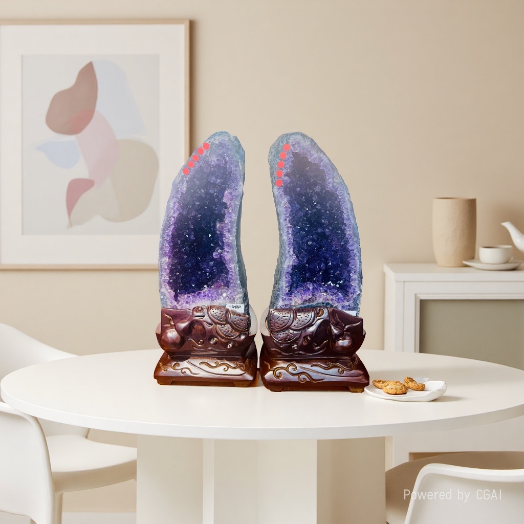 【雅锦佩珠宝】天然紫水晶洞摆件 水晶原石 配件木制工艺品底座详情5