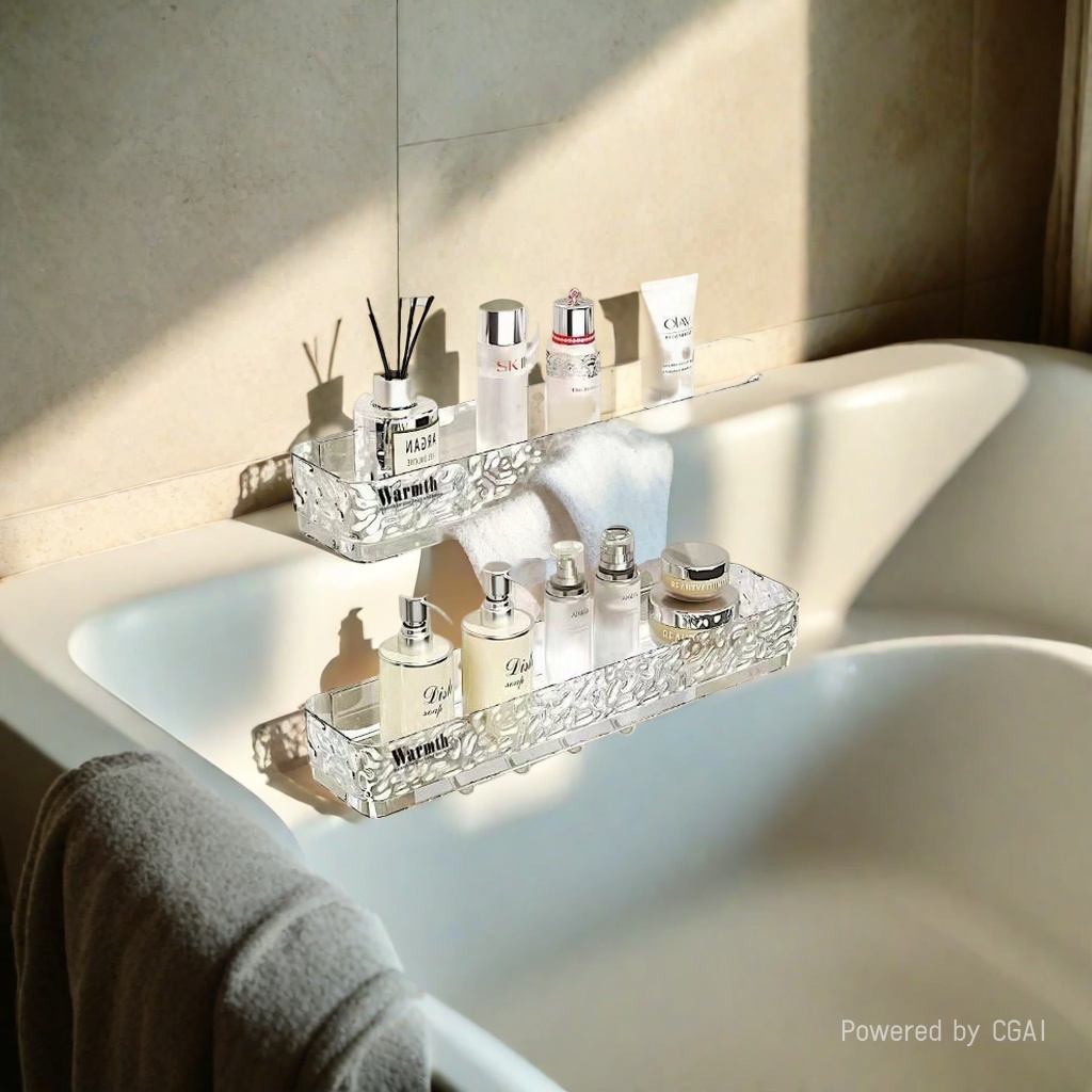 冰川文长方形置物架学生宿舍卫浴置物架壁挂柜厕所脸盆架浴室悬挂日用好物品