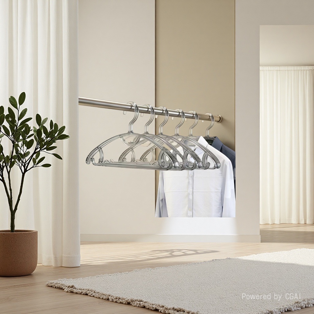 Plastic clothes drying rack stalls, plastic clothes rack supports, transparent color, white lime powder, high-quality, cross-border wholesale for foreign trade, daily necessities Specification image