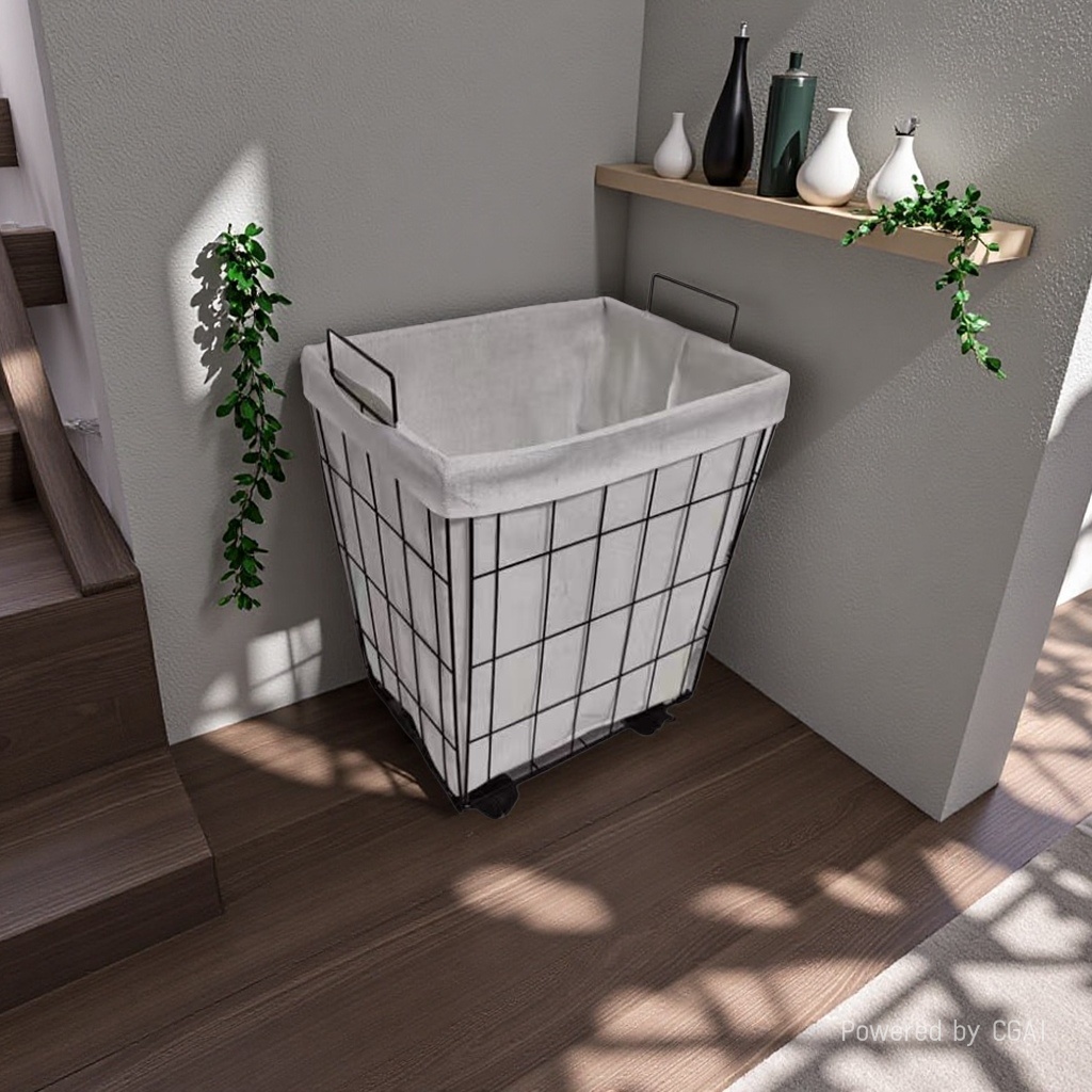 可拆装脏衣篮黑色收纳篮金属框架收纳篮置物篮脏衣篓收纳筐收纳盒外贸跨境批发