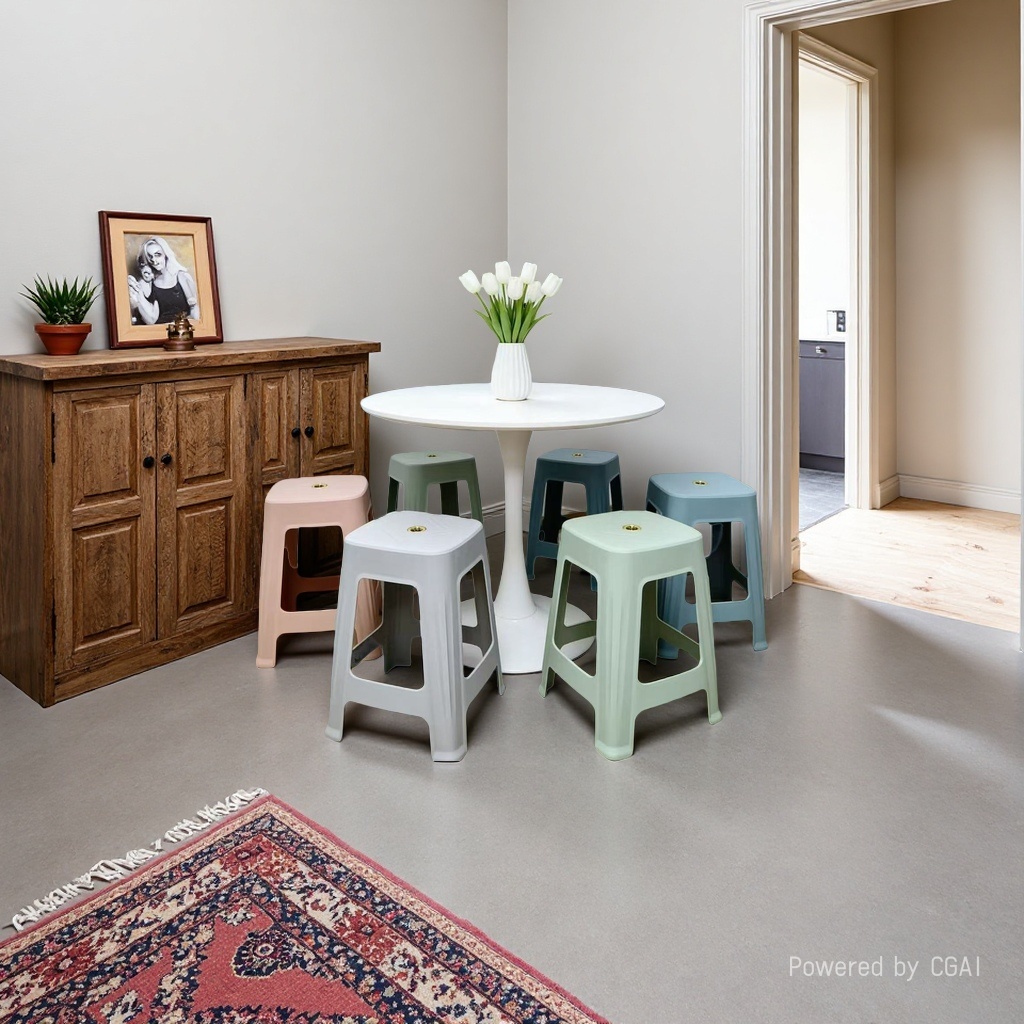 888 Color square stool, plastic table and chair combination, tree glue stool, plastic chair, 180cm durable, suitable for home and outdoor use details Picture